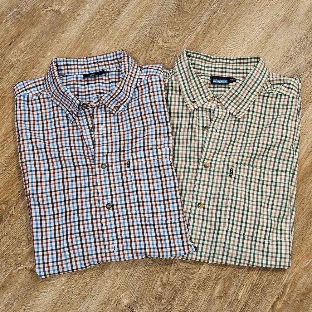 Kavu Button Down Short Sleeve Shirt Lot Of 2, Mens XXL 2XL Gorpcore Outdoor Hike